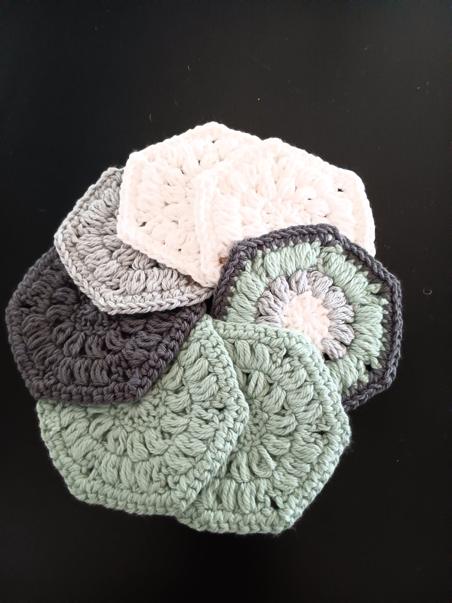 set of seven hexagon face scrubbies