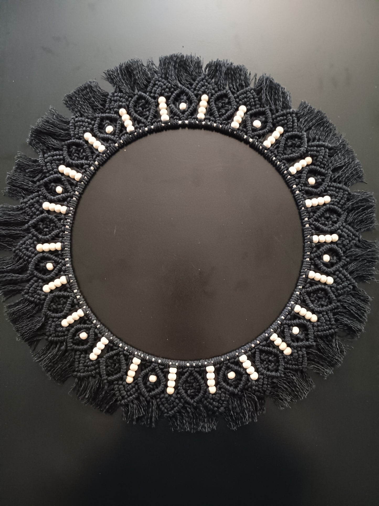 Black Macrame Beaded Mandala