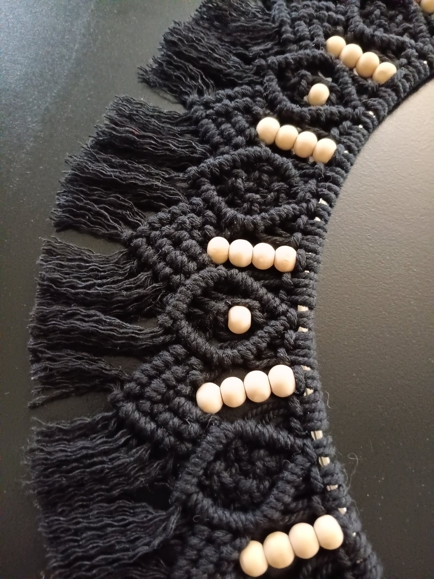 Black Macrame Beaded Mandala