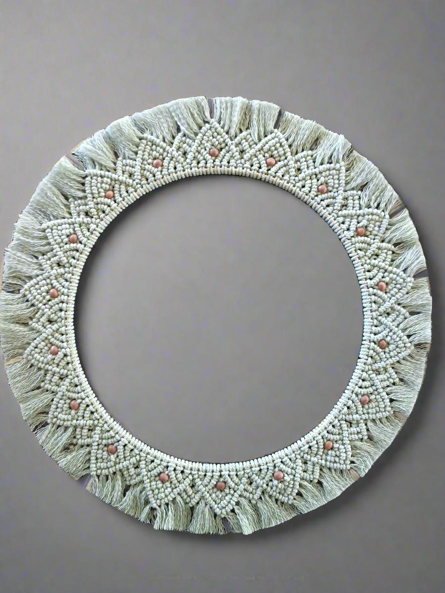 Sage Beaded Macrame Mandala