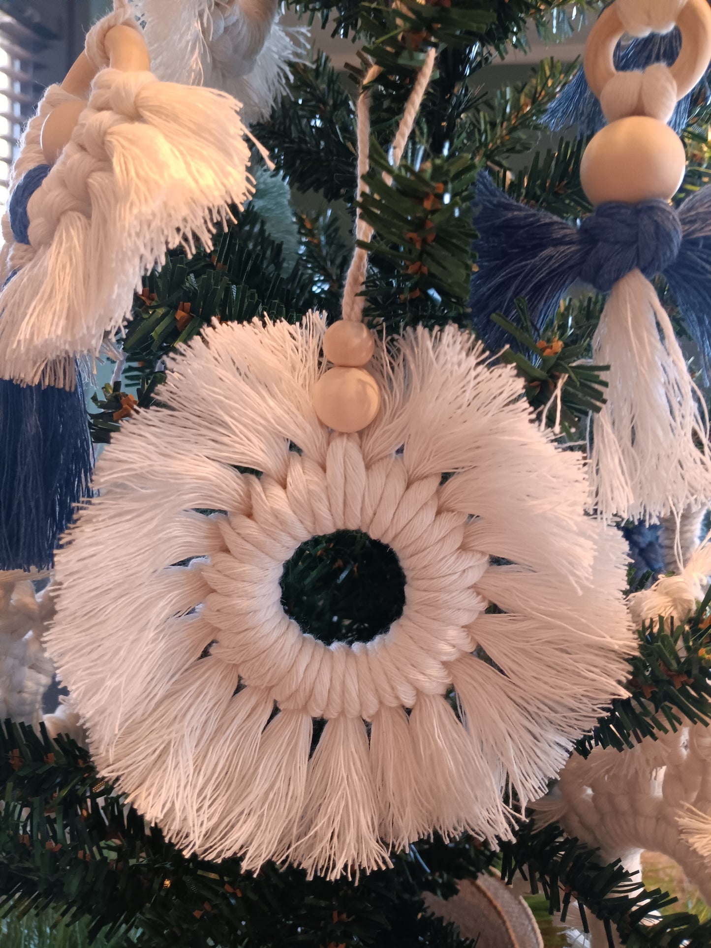 Handmade macrame wreath ornament