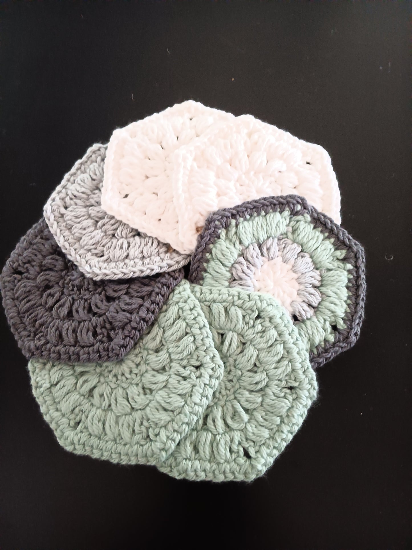 set of seven hexagon face scrubbies