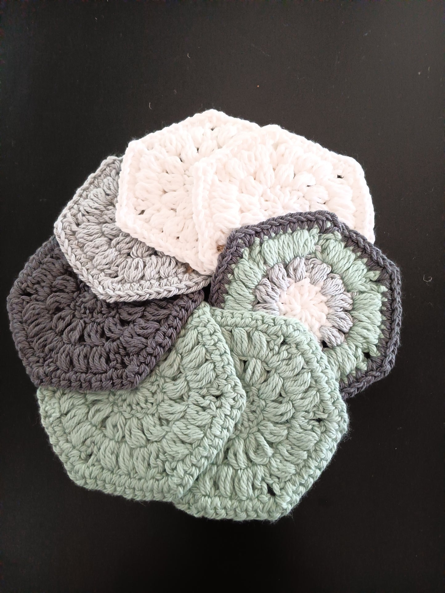 set of seven hexagon face scrubbies