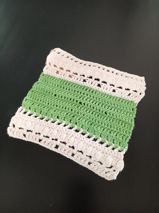 light green and cream dish cloth