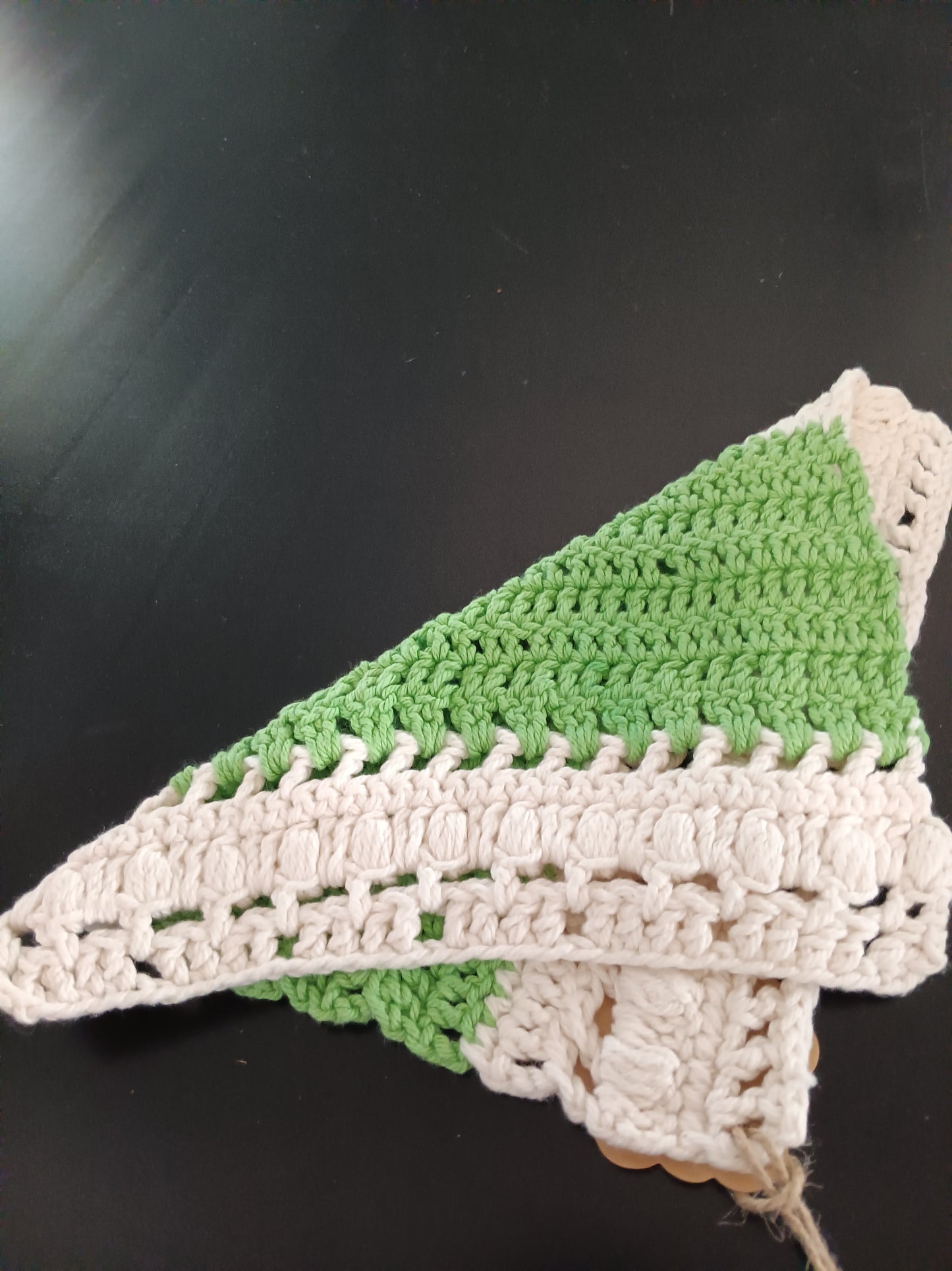 light green and cream dish cloth