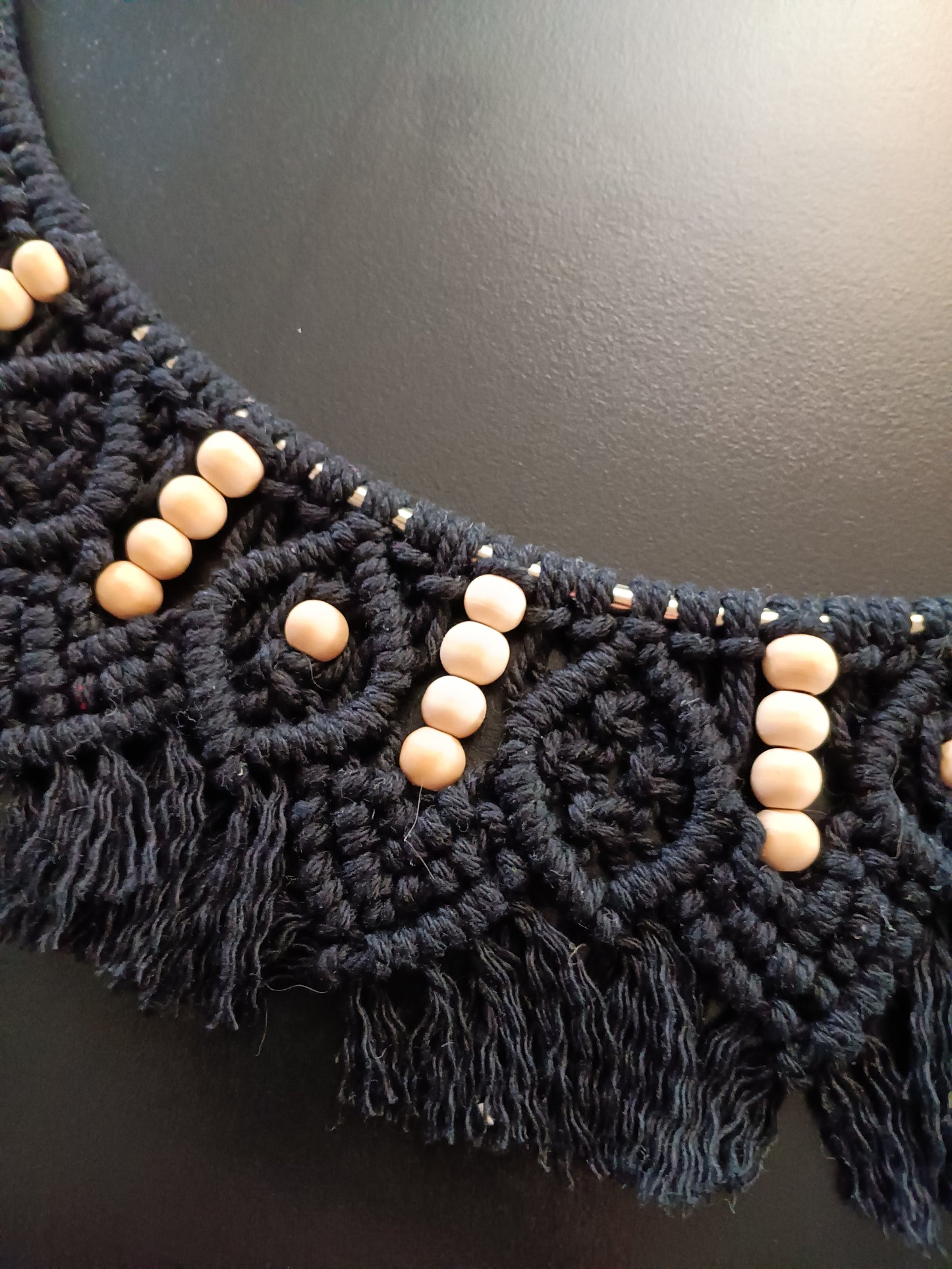Black Macrame Beaded Mandala