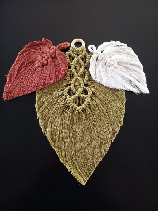 Brick Red Sage Green and White Leaf Trio