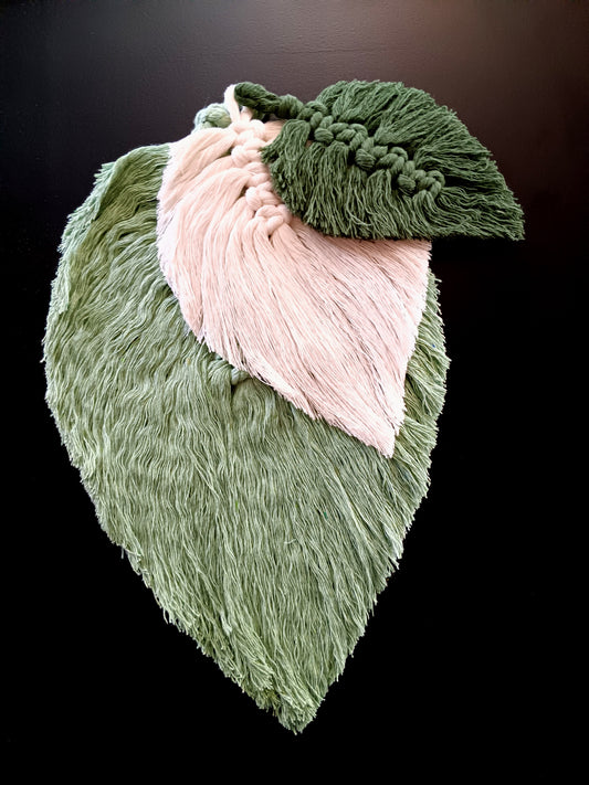 Sage Cream and Green Macrame Leaf Trio