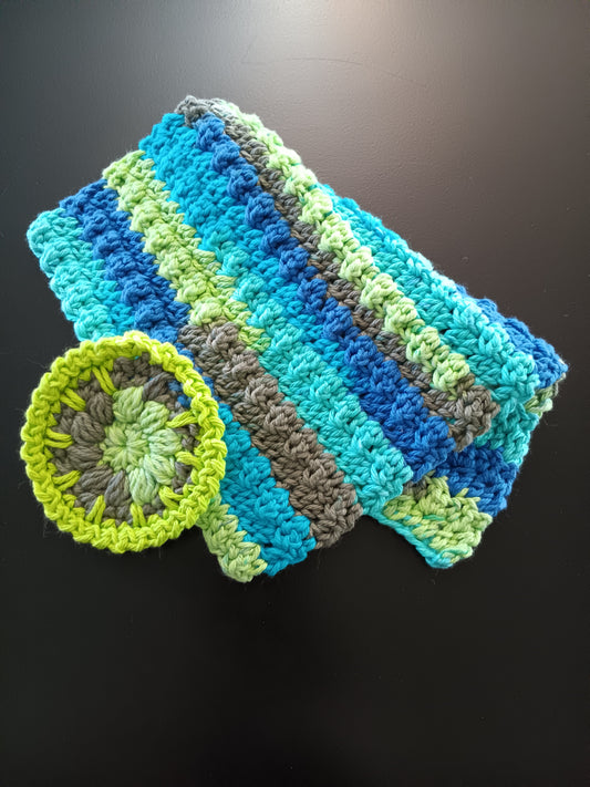 Spring blue and green wash and face scrubby set