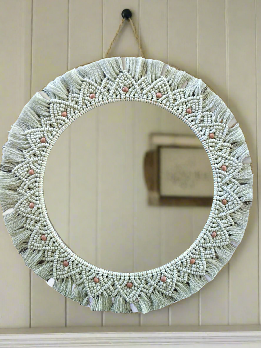 Sage Beaded Macrame Mandala